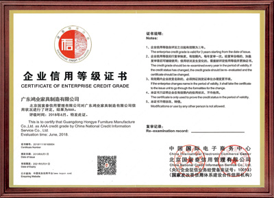 AAA級企業信用等級證書
